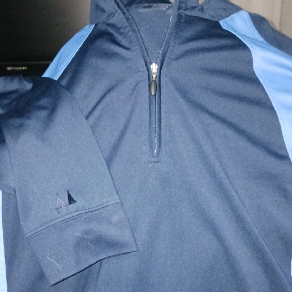 Navy and Light Blue Athletic Quarter-Zip Top